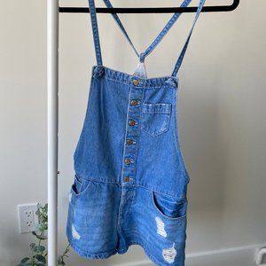 Women ZARA Denim Overall Shorts- Medium